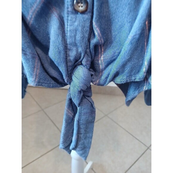 Women’s Democracy blue plaid button down tie front blouse‎ size 2X - Picture 7 of 14